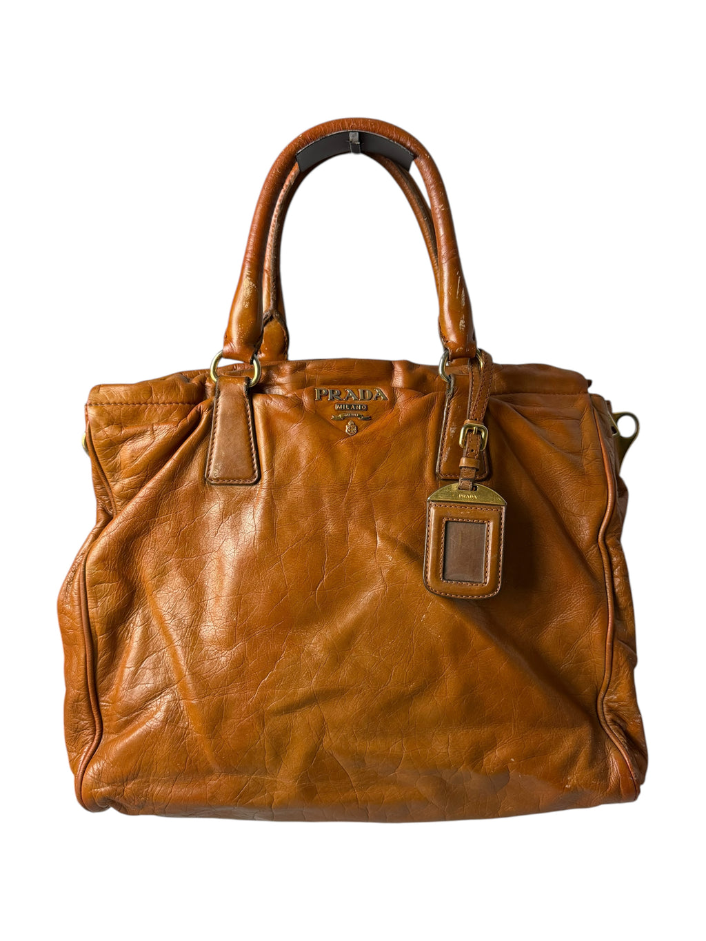 Sac Prada en cuir brillant orange