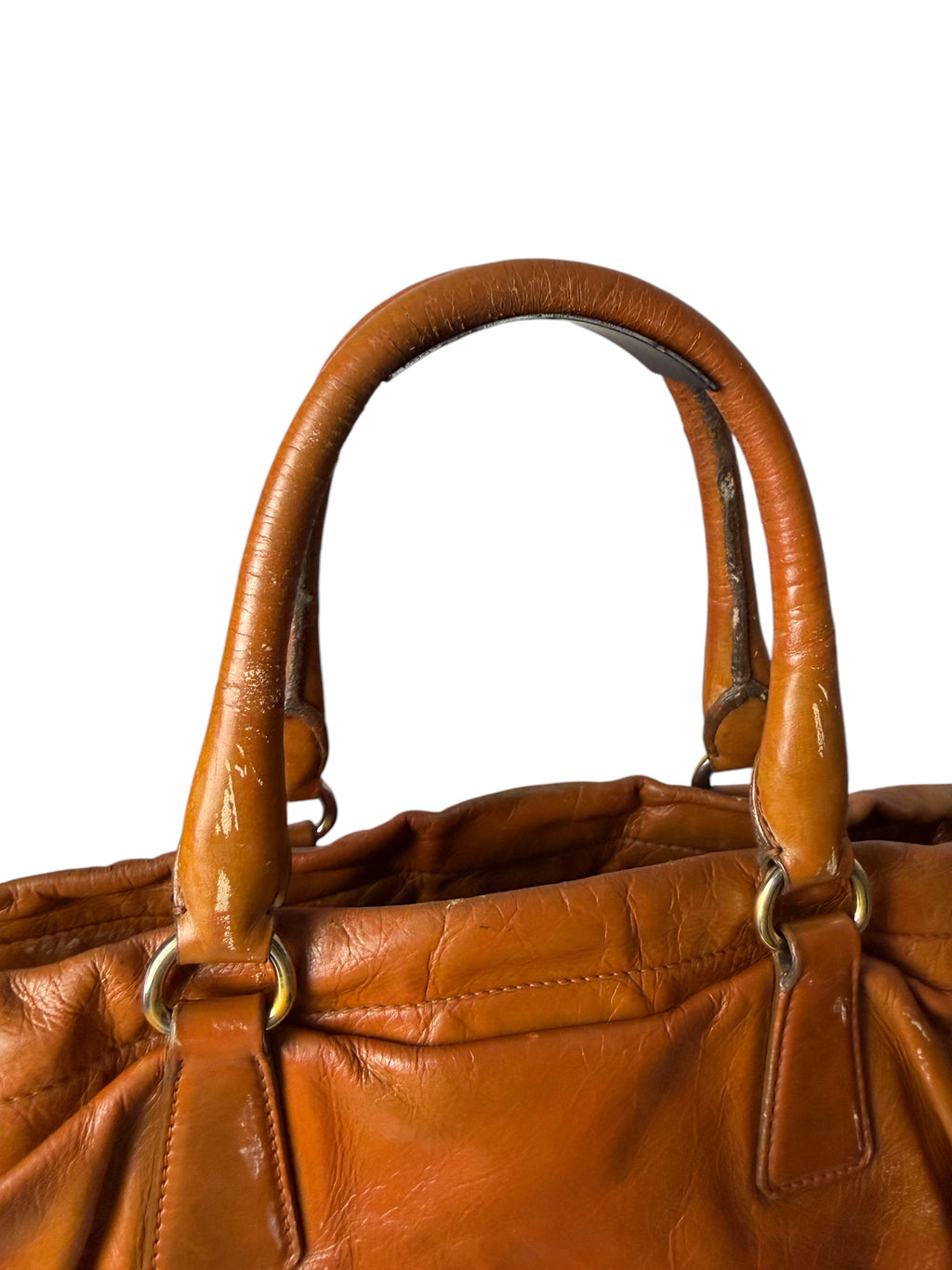 Sac Prada en cuir brillant orange