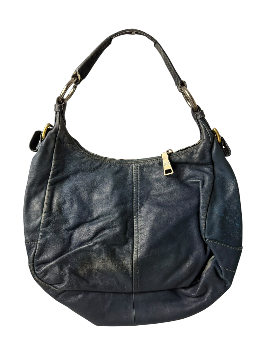 Sac Prada en cuir bleu brillant