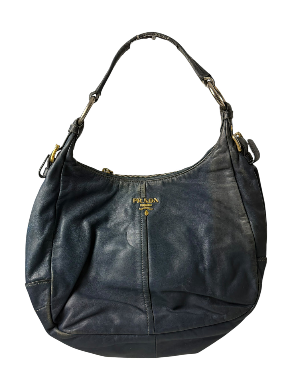 Sac Prada en cuir bleu brillant